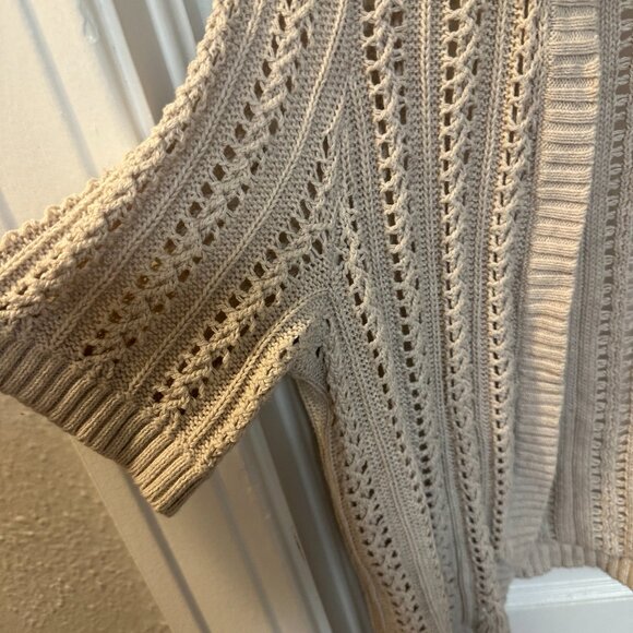 Croft & Barrow Crochet Beige Cropped Short Sleeved Cardigan-Size 1X - Picture 5 of 5